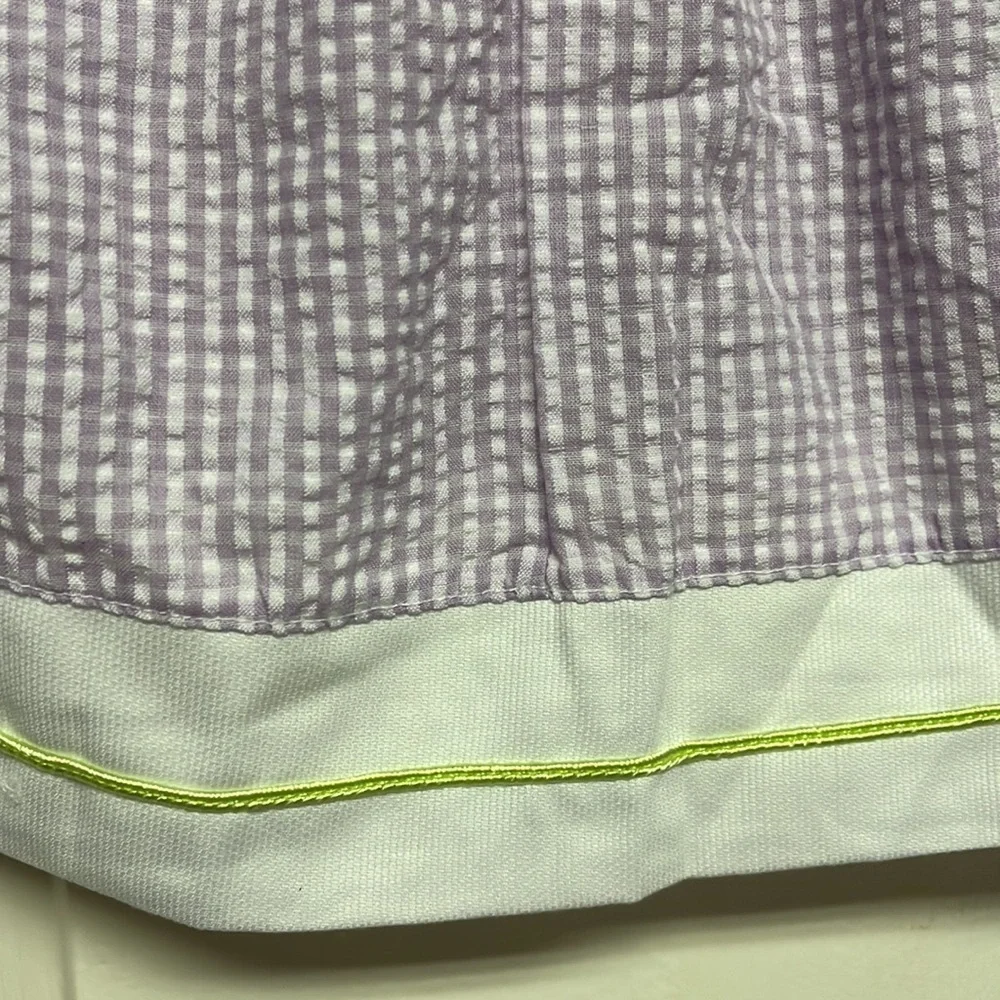Vintage 6 Month Cotton Dress Purple White Green Floral Gingham Peter Pan Collar - Picture 3 of 7